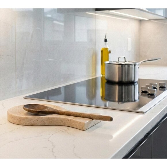 Beige Marble Spoon Rest, Natural Tan Utensil Holder, Christmas Housewarming Gift - Picture 8 of 12